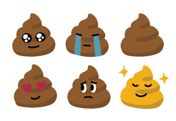 Cute Poop Illustration Set | Funny Emoji Style Doodle Icons