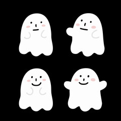 Cute Halloween Ghost Character Set