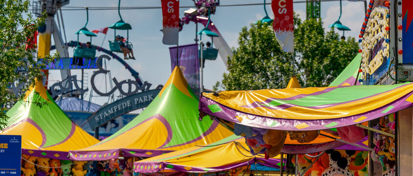 Calgary, Alberta - July 10, 2024: Amusement park in Stampede Park