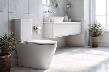 close up of modern toilet in bathroom