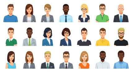 Diverse Business People Avatars Set. Professional Corporate Staff Profile Icons. Multi-Ethnic Team Users Collection. Modern Isolated Flat Illustration.