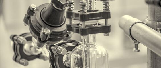 Machinery for the recovery of precious minerals. Chemical plant interior