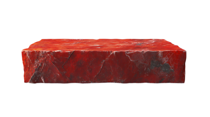 Deep Red Textured Brick Block Isolated Element PNG on Transparent Background