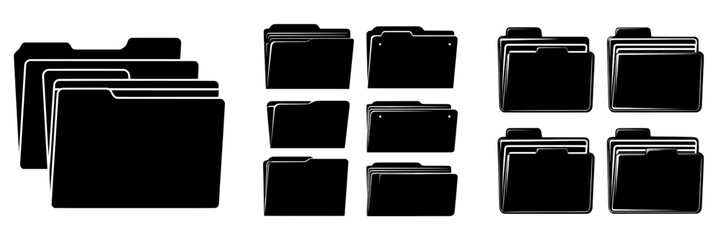 A set of file folder icons is available, along with a flat illustration of file folders and a collection of file folders