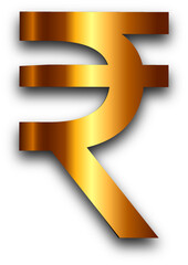 Shiny Gold Metallic Indian Rupee Currency Symbol