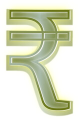 Indian Rupee Currency Symbol with Green Glow