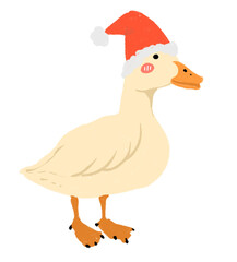 Cute Goose Wearing Santa Hat Illustration