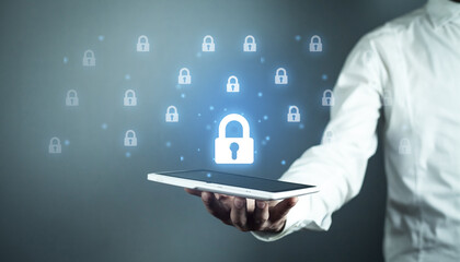 Digital security concept. Padlock data protection