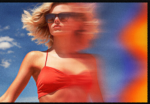 Orange And Blue Vintage Instant Film Photo Effect