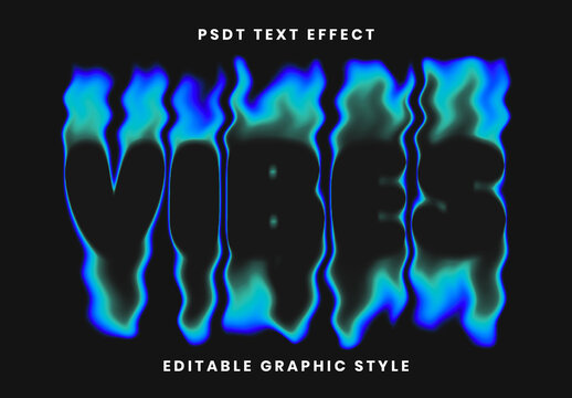 Black And Blue Acid Color Leak Text Effect Groovy Psychedelic Font