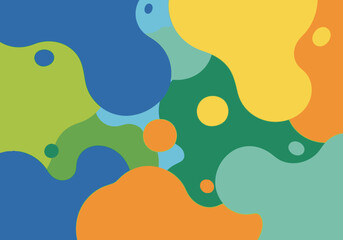 Abstract illustration featuring organic shapes in various vibrant colors, creating a playful composition.