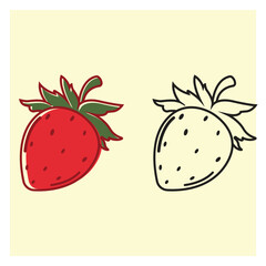 Vector Illustration Of Strawberry — Colored and outline version