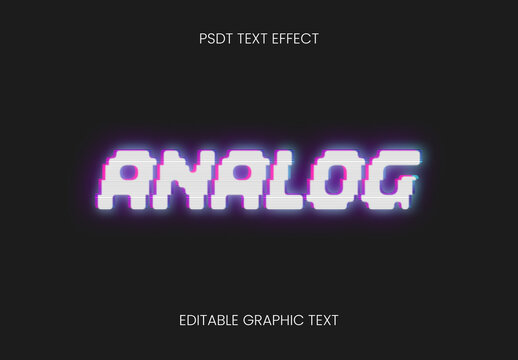 White And Pink VHS Glitch 80s Text Effect Pixel Analog Font