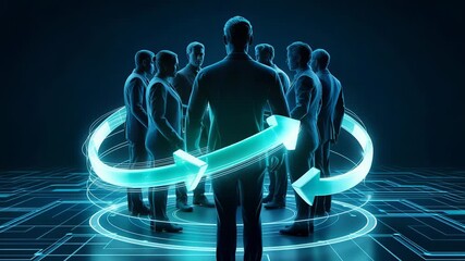 Teamwork business meeting digital network growth arrows - Powered by Adobe