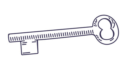 Vintage key with simple outline representing access, solution, success, and unlocking opportunity concept isolated on white background flat vector illustration.