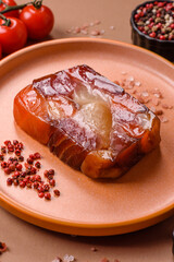 Tuna and salmon roll, smoked fish. Tuna and salmon roll as a food background