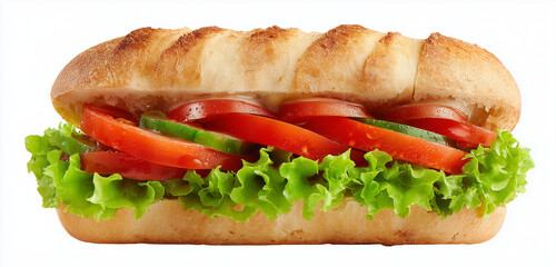 Classic sandwich with lettuce and tomato isolated on white