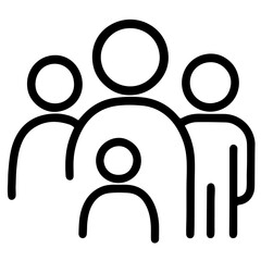 Family Group Line Icon: Minimalist line icon representing a family or community group. Ideal for use in family services, social media, and community designs.