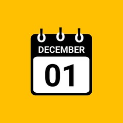 December 1 Calendar Vector Illustration. New Year Date Icon. Day calendar with date december 1. Checklist day calendar. December 1 calendar icon with background. 