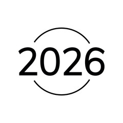 icons. 2026. a collection of minimalist icons depicting the year 2026, integrated into various themes such as documents, devices, graphics, people, communications, and technology.	
