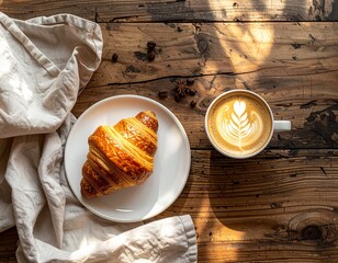 still life with coffee and croissant 