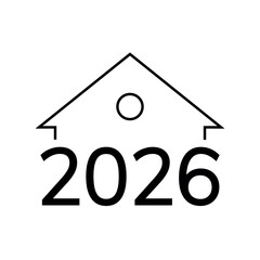 icons. 2026. a collection of minimalist icons depicting the year 2026, integrated into various themes such as documents, devices, graphics, people, communications, and technology.	
