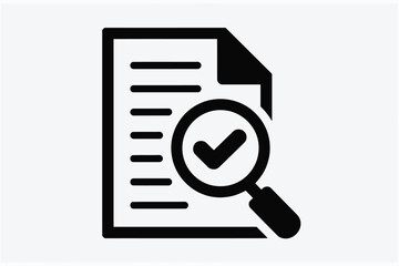 Vector illustration document with magnifying glass and check mark icon