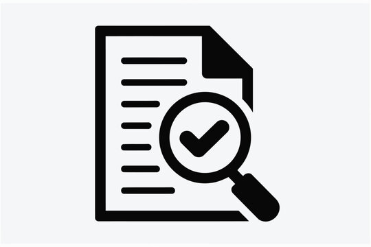Vector illustration document with magnifying glass and check mark icon