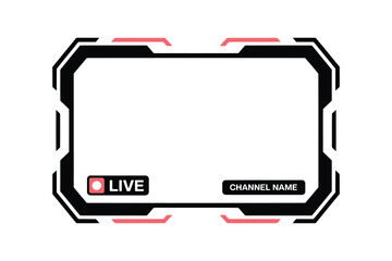 Vector illustration futuristic live streaming overlay frame for video