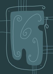 Minimal abstract image for printing. Picture for modern interiors. The picture is painted by hand on a tablet.