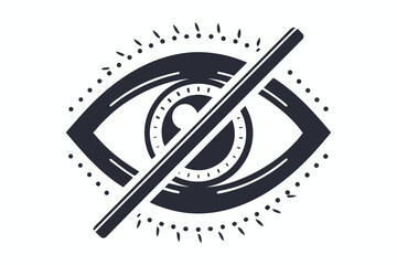 Stylized eye outlined with ornamental dots and a strikethrough emphasizes obstruction