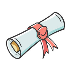 Scalable vector illustration of a rolled diploma with ribbon