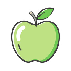 Vector illustration of a vibrant green apple with leaf icon scalable