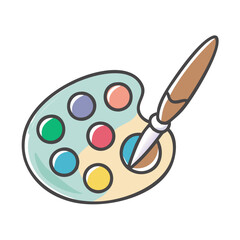 Art palette with brush vector illustration creative art supplies