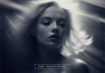 Blue Cinematic Retro Film Grain Photo Effect