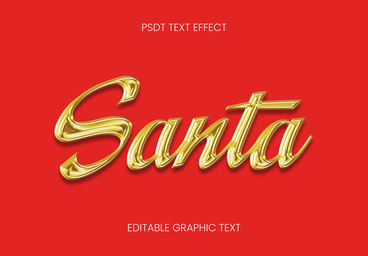 Gold Christmas Text Effect Script Glossy Santa Font