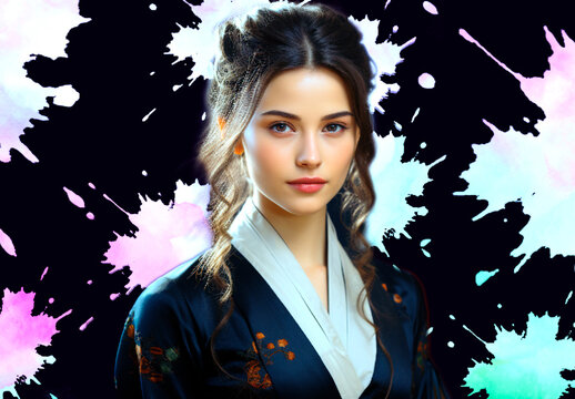 Colorful Paint Splash Photo Effect Artistic Portrait