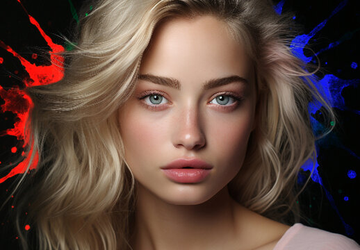 Red And Blue Dynamic Color Explosion Paint Splash Photo Effect