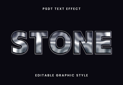 Black And Silver Stone Polished Text Effect Metal Bold Font