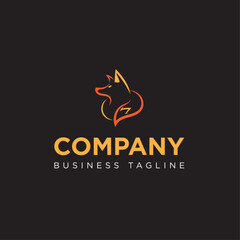 Abstract Line Art Fox Logo Vector - Dynamic Fire Energy Minimal Mascot