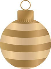 Gold Christmas Bauble Ornament with Stripes
