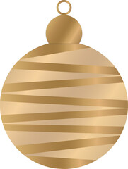 Gold Christmas Bauble Ornament with Stripes
