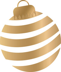 Gold Christmas Bauble Ornament with Stripes