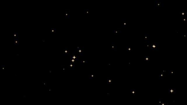 Shimmering fairy stars on black and green background. Glitter treasure effect. Sparkling star footage.