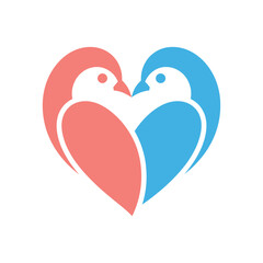 Love birds Icon on White Background Vector Art Illustration on white background.