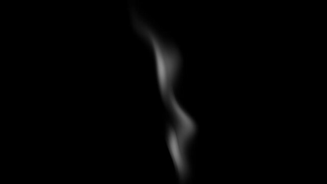 Little white smoke on black and green backround. Hot drink steam smoke footage. Slow cigarette smoke animation.