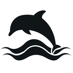 Obraz premium Dolphin Merging into Ocean Wave Silhouette | Freedom and Flow Vector Art