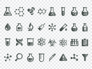 Chemistry Science Lab Research and Experiment Icons Set