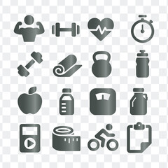 Fitness and Health Gym Training and Exercise Icons