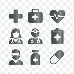 Medical Healthcare Emergency and First Aid Icons Set
